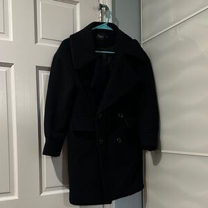 Woman  Elegant Black Peacoat